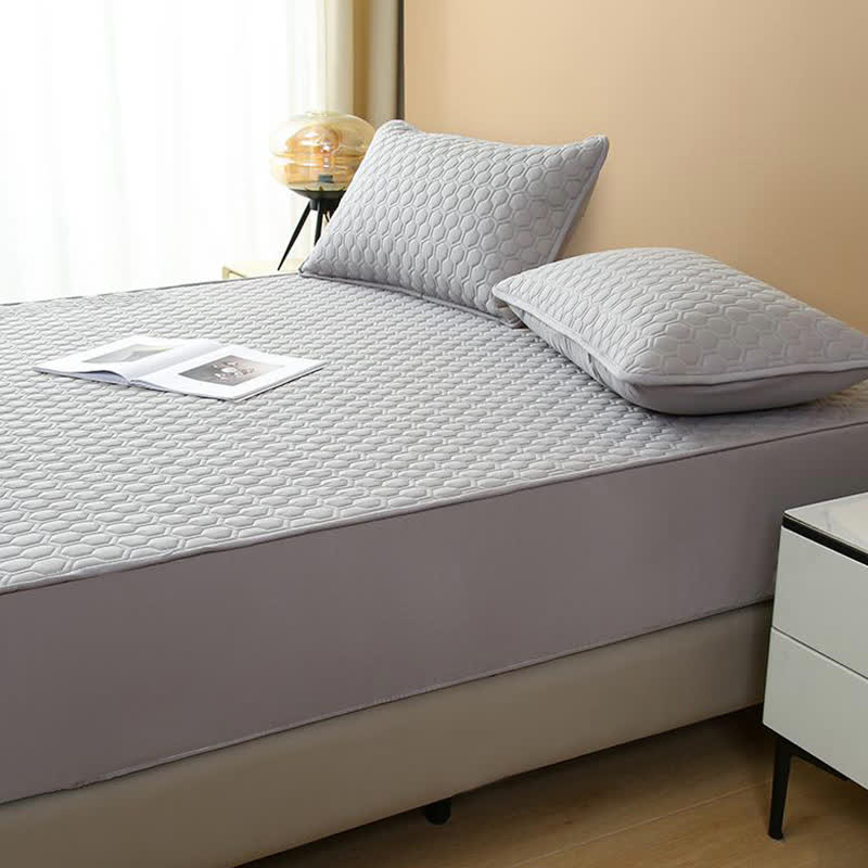Waterproof Simple Solid Color Fitted Sheet - image 3