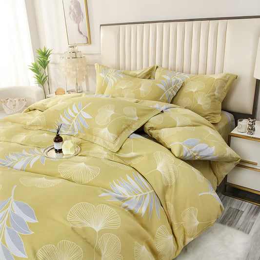 Pastoral Ginkgo Leaf Cotton Soft Bedding Set (4PCS)