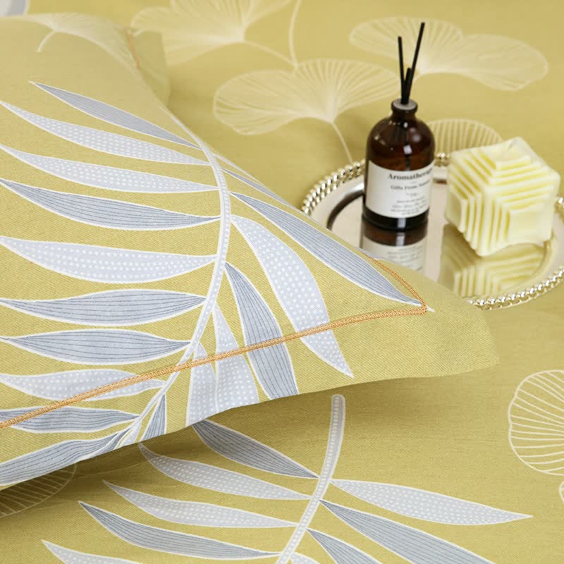 Pastoral Ginkgo Leaf Cotton Soft Bedding Set (4PCS)