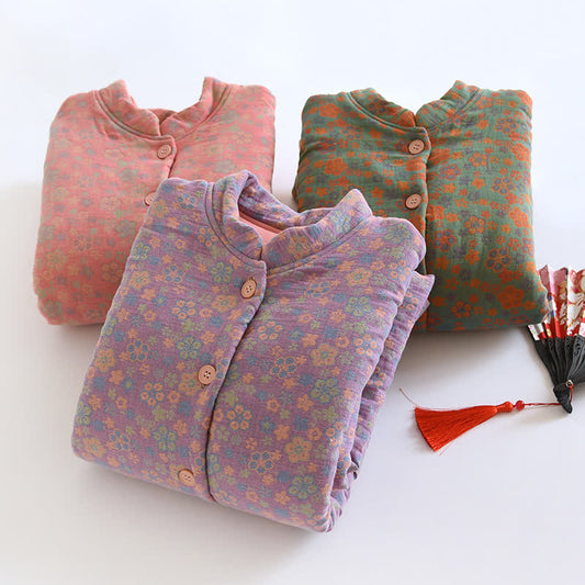 Button-down Pastoral Pure Cotton Pajama Top