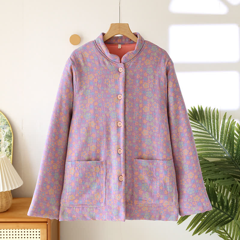 Button-down Pastoral Pure Cotton Pajama Top
