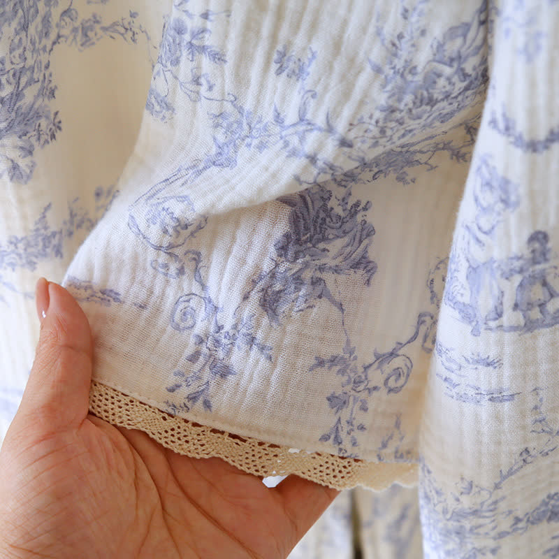 Cotton Gauze Rural Wisteria Pajama Set