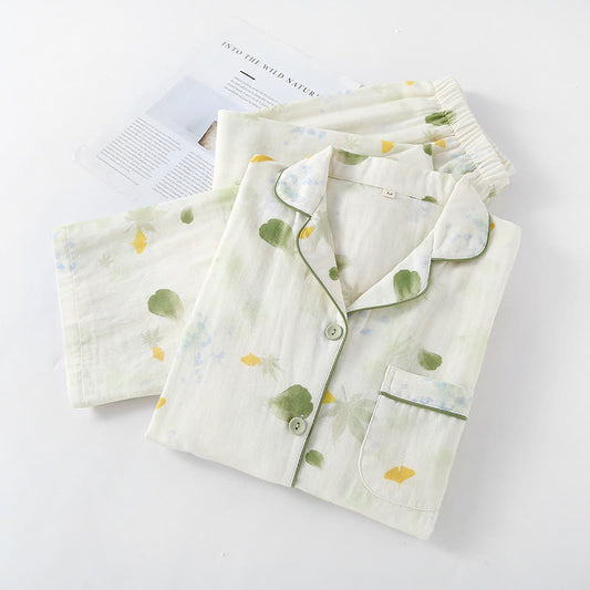 Rural Leaf Cotton Gauze Pajama Set - image 2
