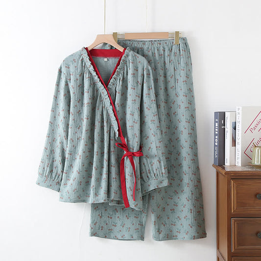 Kimono Rural Rose Cotton Gauze Pajama Set