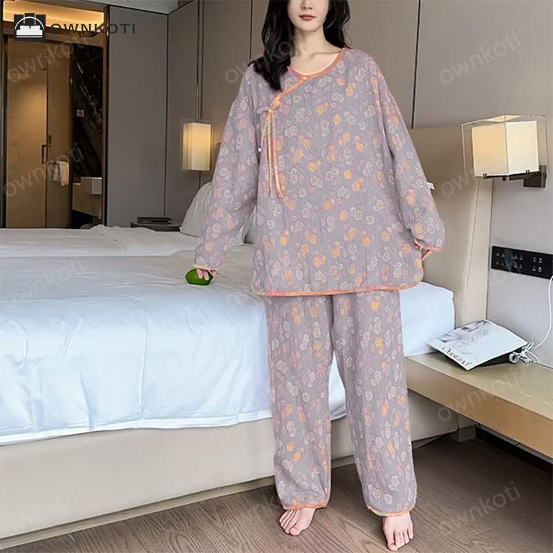Plus Size Rose Cotton Soft Pajama Set