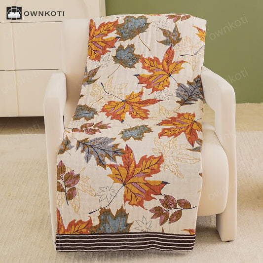 Cotton Gauze Maple Leaf Breathable Blanket