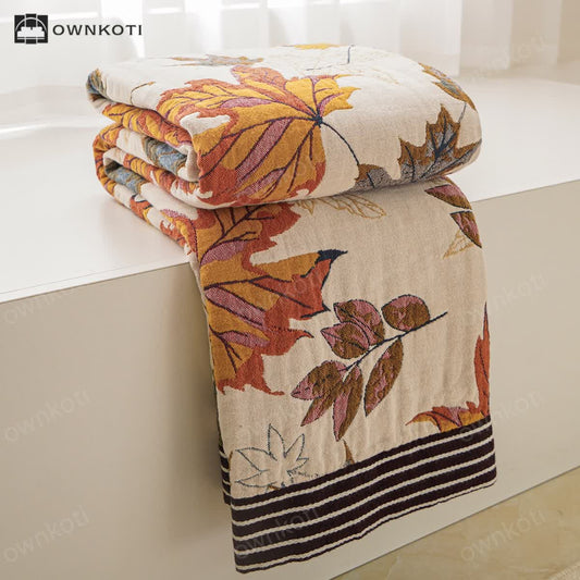 Cotton Gauze Maple Leaf Breathable Blanket