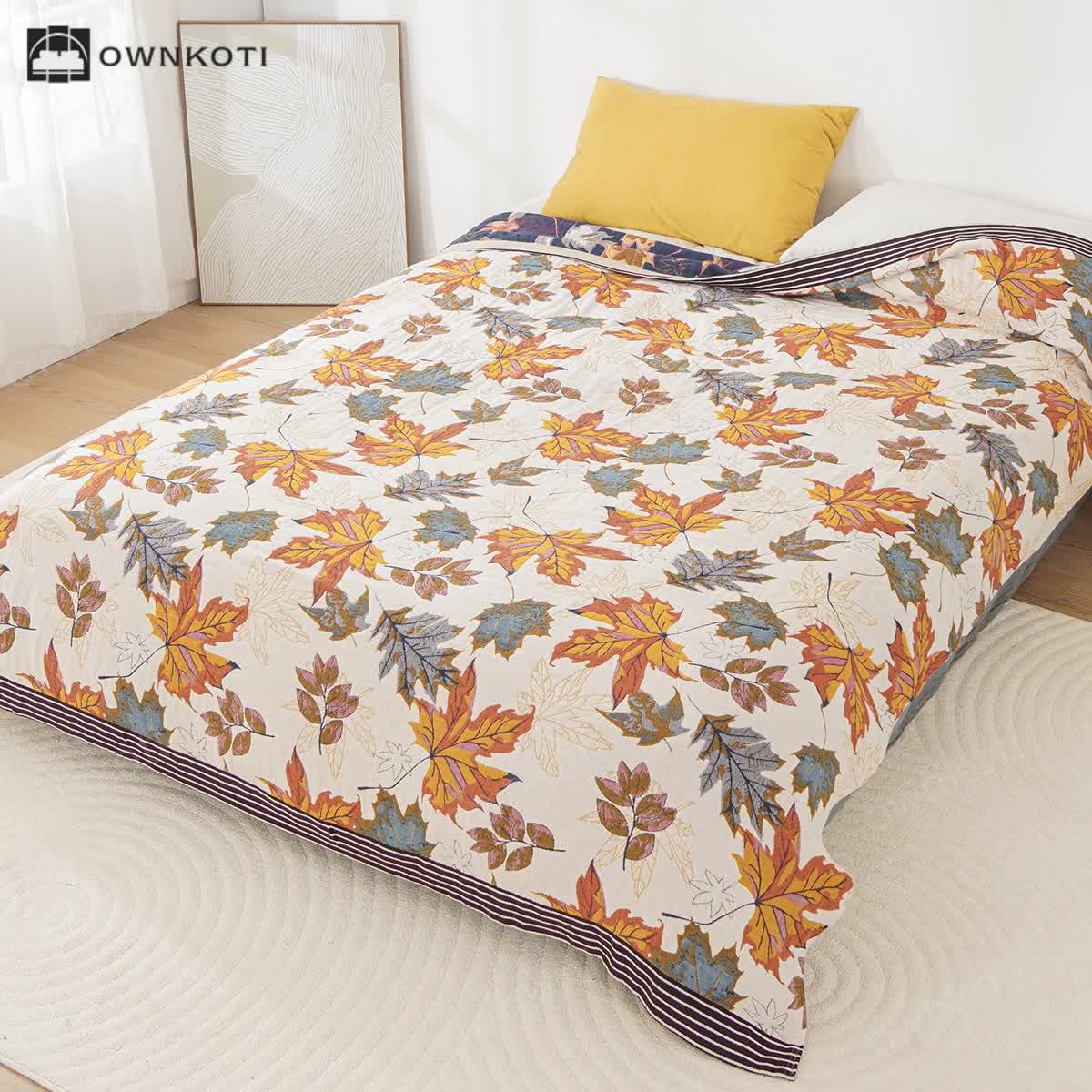 Cotton Gauze Maple Leaf Breathable Blanket