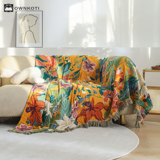 Rural Lily Reversible Cotton Gauze Blanket