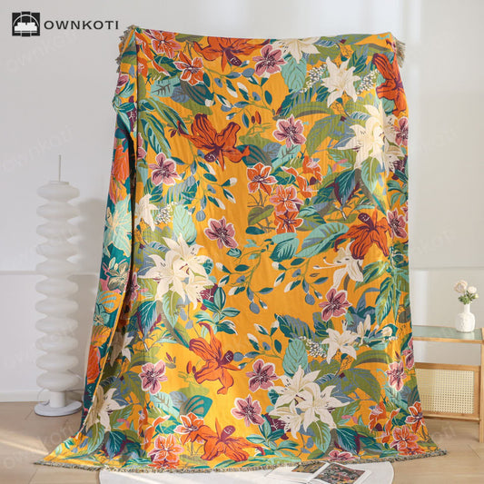 Rural Lily Reversible Cotton Gauze Blanket
