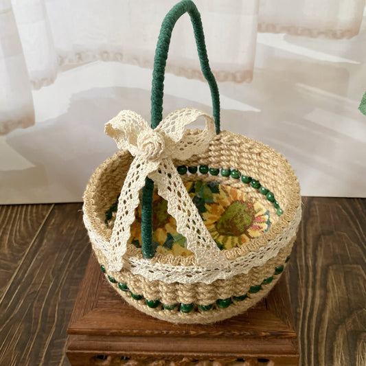 Sunflower Handmade Tabletop Storage Basket - B: 6.30'' W X 6.30'' L X 8.66'' H - image 1