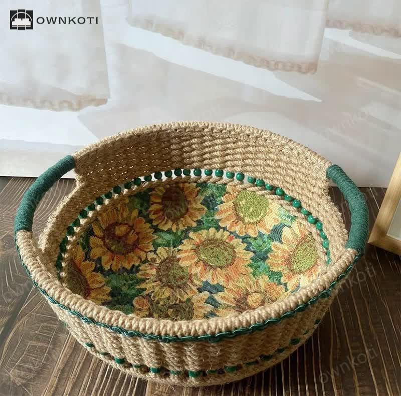 Sunflower Handmade Tabletop Storage Basket