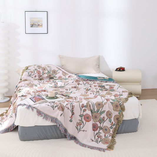 Cotton Gauze Floral Bird Lightweight Quilt - image 2