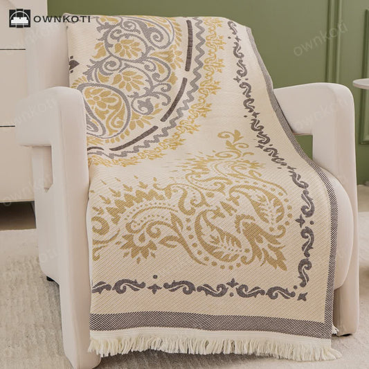 Tassel Paisley Lightweight Cotton Gauze Blanket