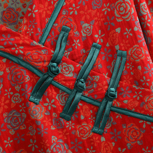 Ownkoti Plus Size Frog Button Rose Cotton Pajama Set - image 1