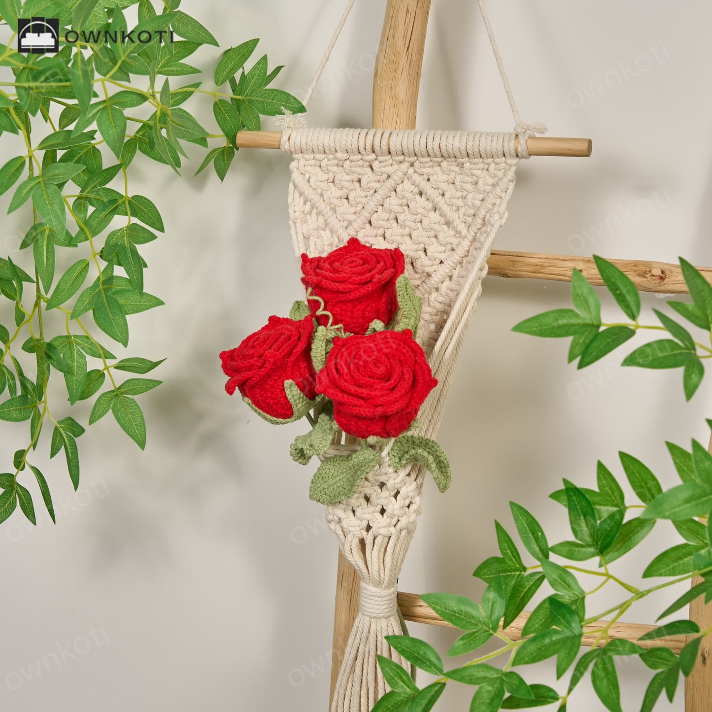 Hand-woven Bright Rose Bouquet Ornament