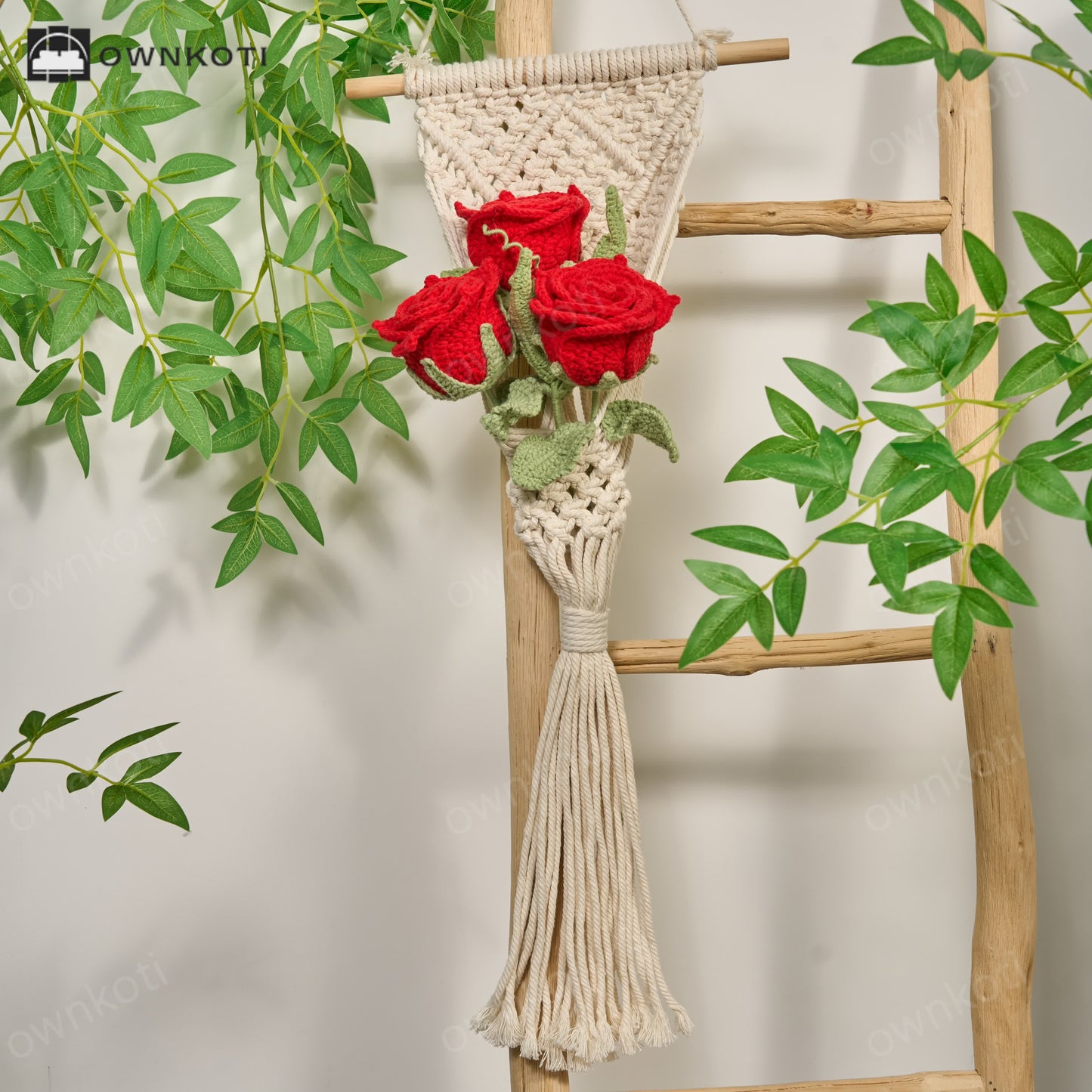 Hand-woven Bright Rose Bouquet Ornament