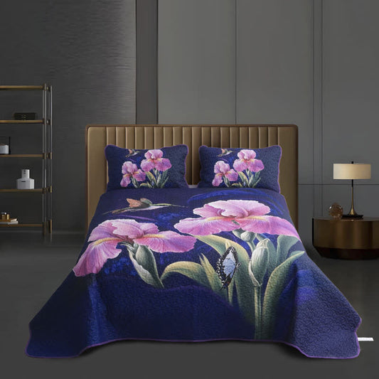 Floral Bird Quilted Soft Bedding Set(3PCS) - image 2