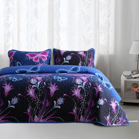 Quilted Pastoral Butterfly Bedding Set(3PCS)