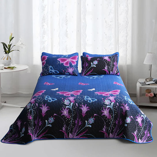Quilted Pastoral Butterfly Bedding Set(3PCS)