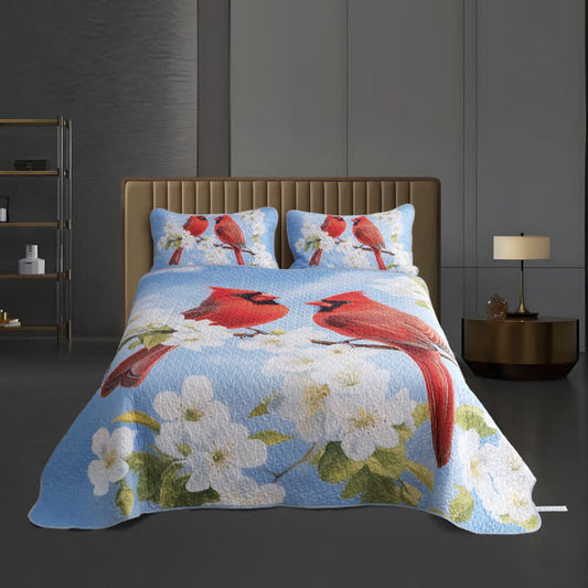 Rural Gardenia Bird Quilted Breathable Bedding Set(3PCS)