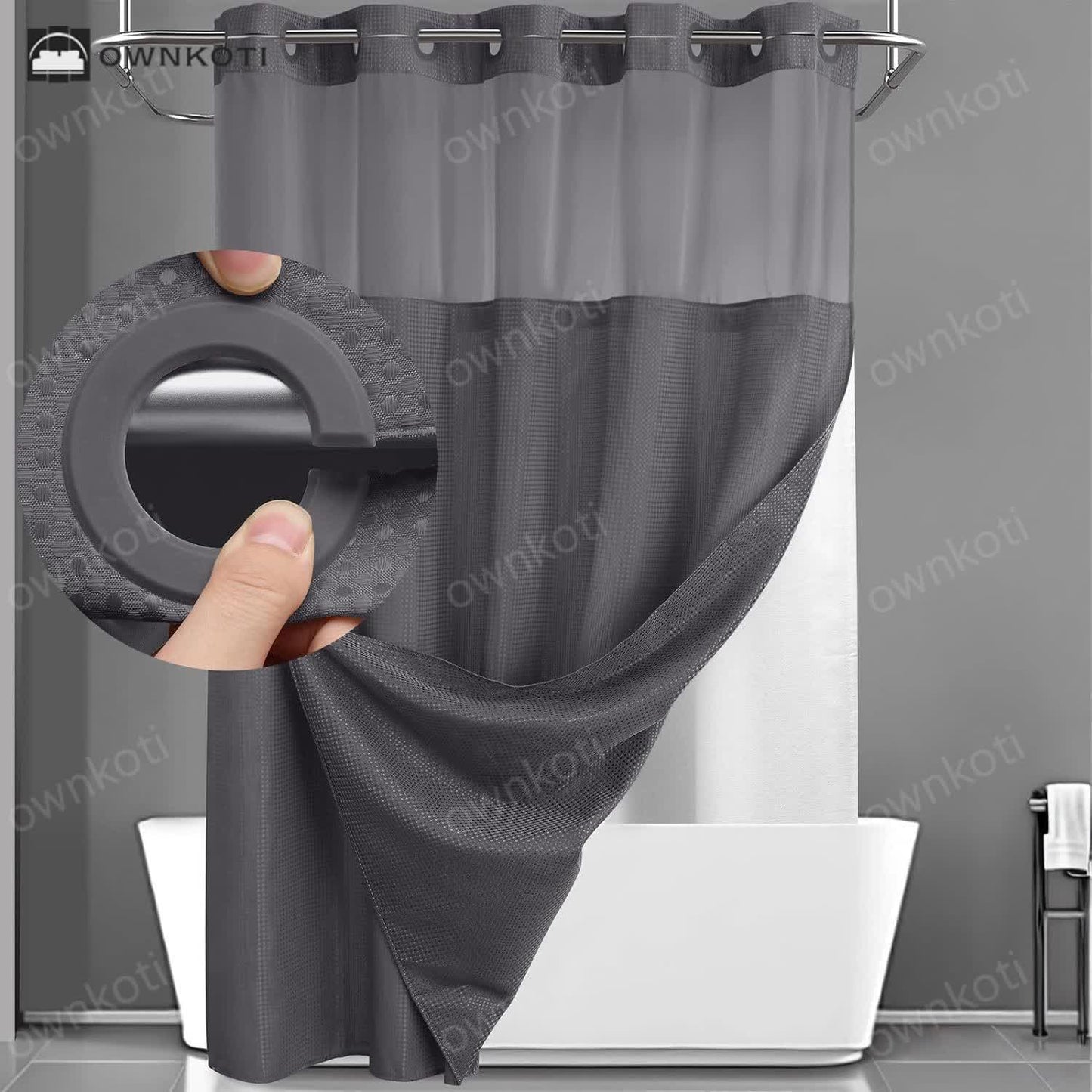 Simple Solid Color Double Layer Shower Curtain