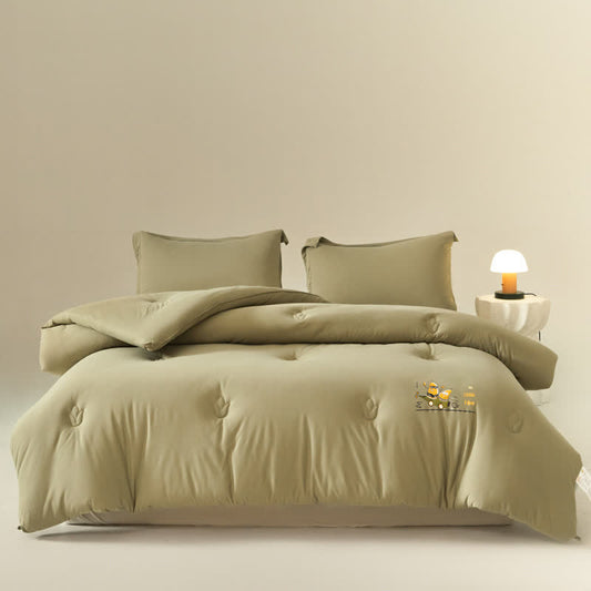 Solid Color Cotton Soft Breathable Comforter - Olive Green - King - image 0