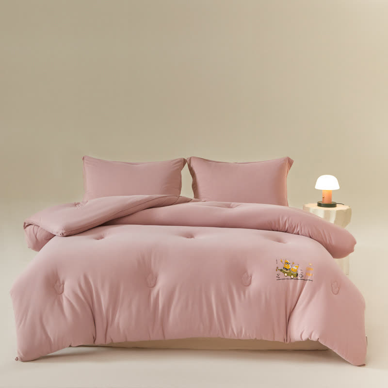 Solid Color Cotton Soft Breathable Comforter - Red Bean Paste - King - image 6