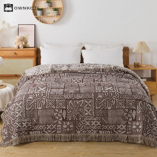 Four Layers Cotton Gauze Reversible Retro Blanket