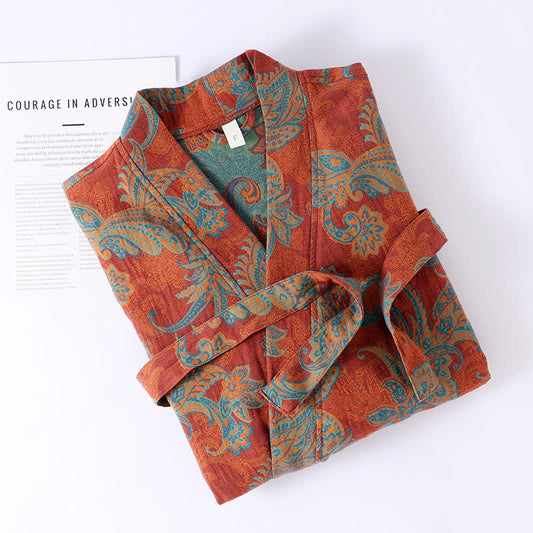 Ownkoti Cotton Gauze Jacquard Retro Quick-dry Bathrobe - image 1