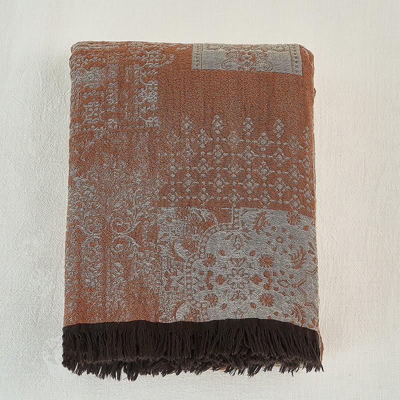 Vintage Yarn-dyed Tassel Cotton Blanket
