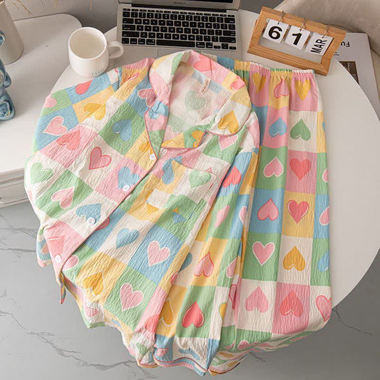Dopamine Style Heart Print Cotton Pajama Set - 2XL - image 0