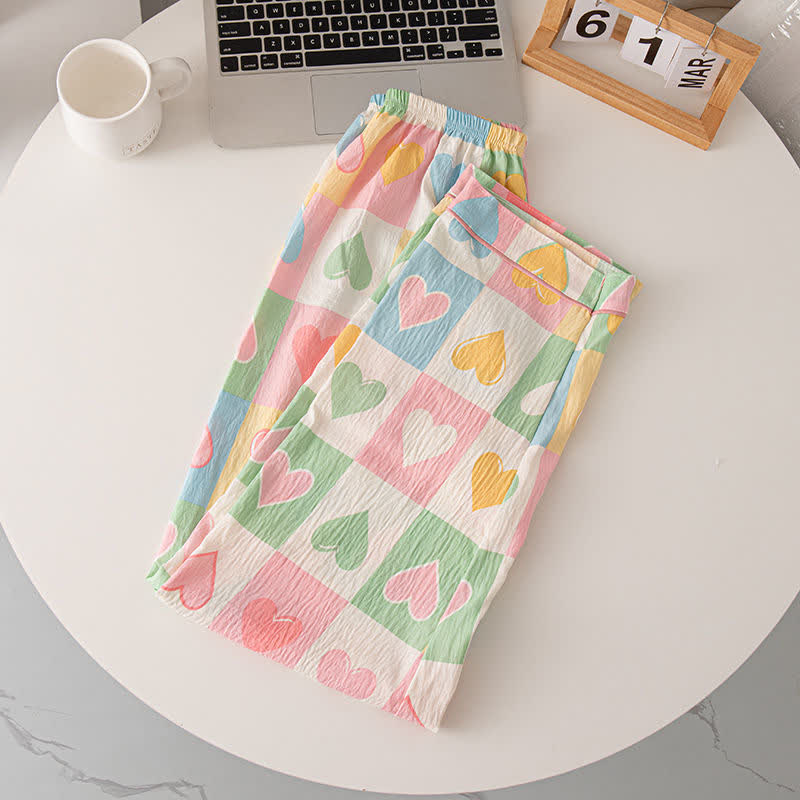 Dopamine Style Heart Print Cotton Pajama Set - image 4