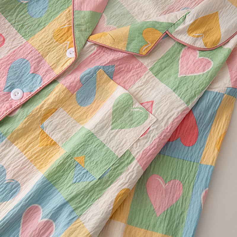 Dopamine Style Heart Print Cotton Pajama Set - image 3