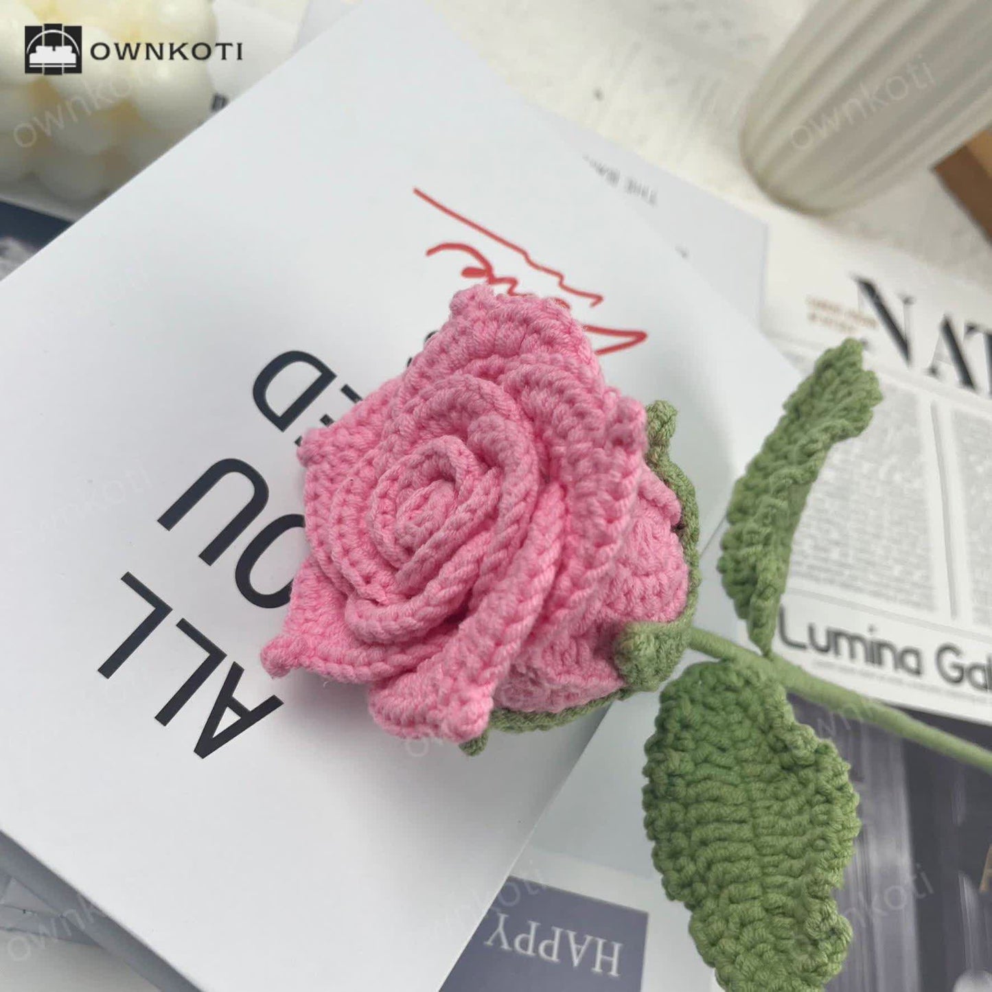 Hand-woven Bright Rose Bouquet Ornament