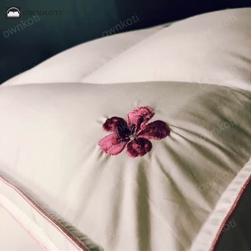 Cherry Blossom Embroidery Cotton Soft Pillow Core