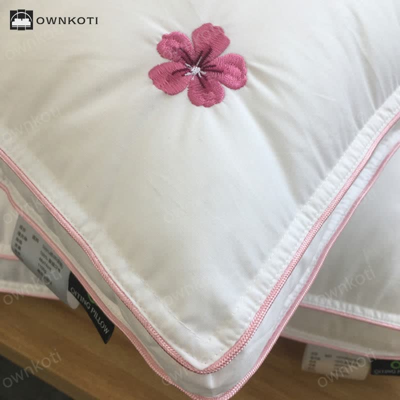 Cherry Blossom Embroidery Cotton Soft Pillow Core