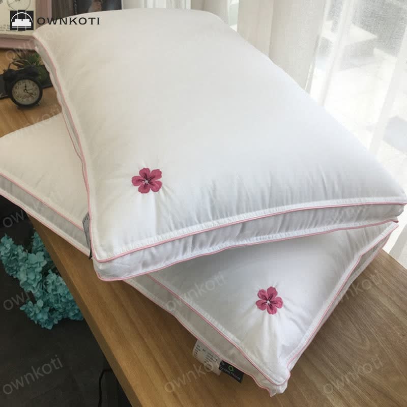 Cherry Blossom Embroidery Cotton Soft Pillow Core
