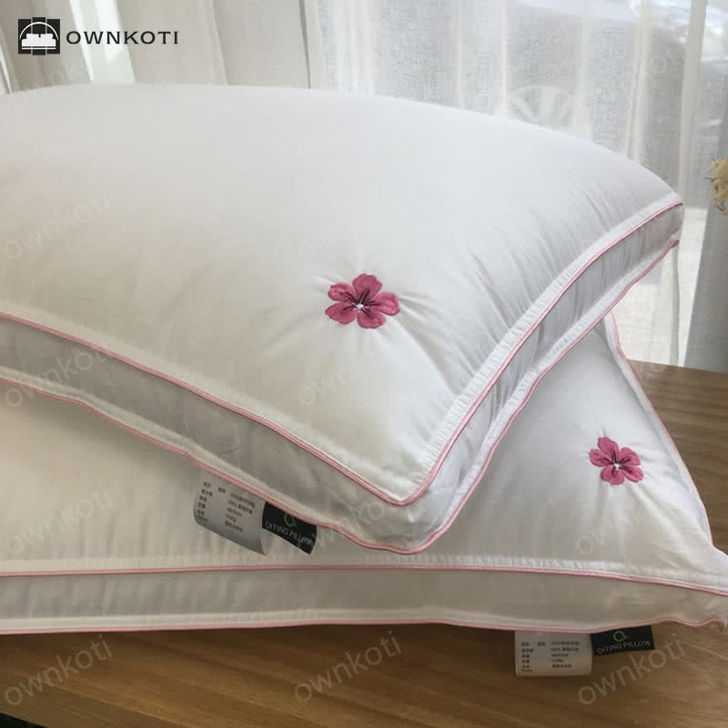 Cherry Blossom Embroidery Cotton Soft Pillow Core