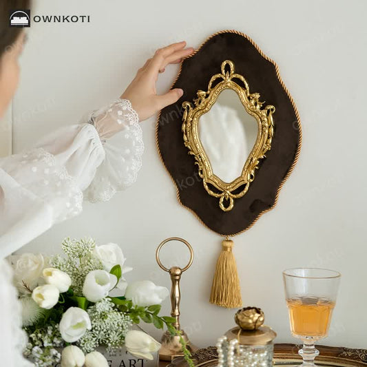 French Vintage Ornate Vanity Tassel Wall Mirror