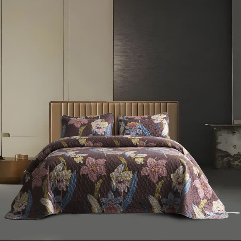 Vintage Lily Quilted Breathable Bedding Set(3PCS)
