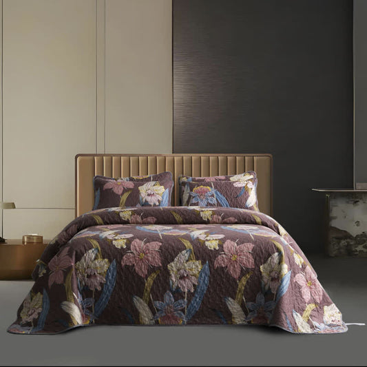 Vintage Lily Quilted Breathable Bedding Set(3PCS)