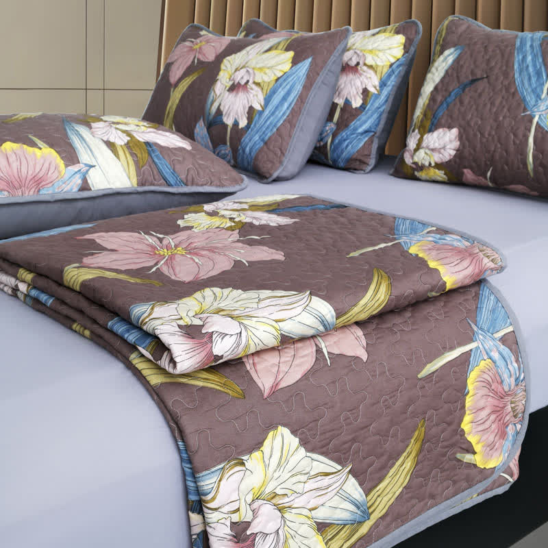 Vintage Lily Quilted Breathable Bedding Set(3PCS)
