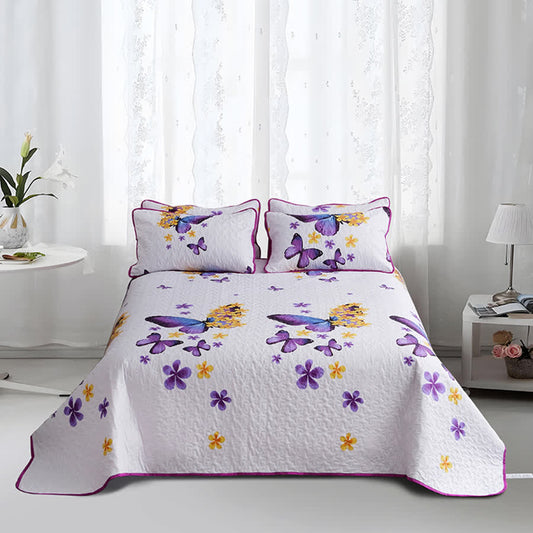 Rural Butterfly Quilted Bedding Set(3PCS)