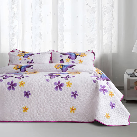 Rural Butterfly Quilted Bedding Set(3PCS)