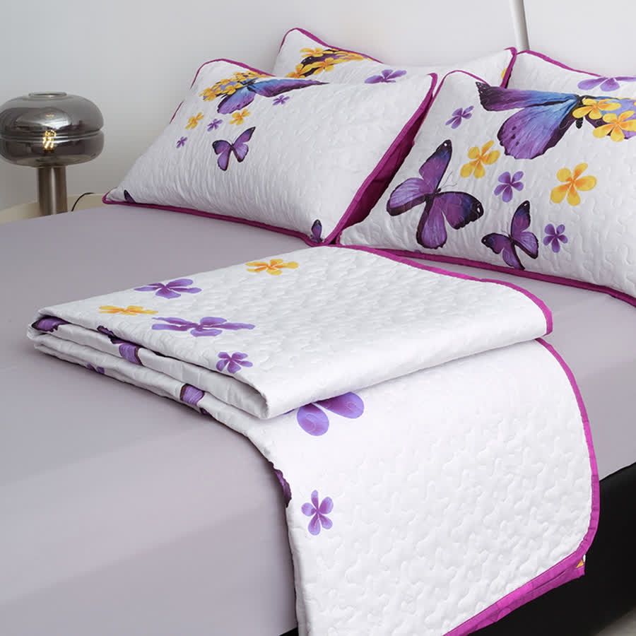 Rural Butterfly Quilted Bedding Set(3PCS)
