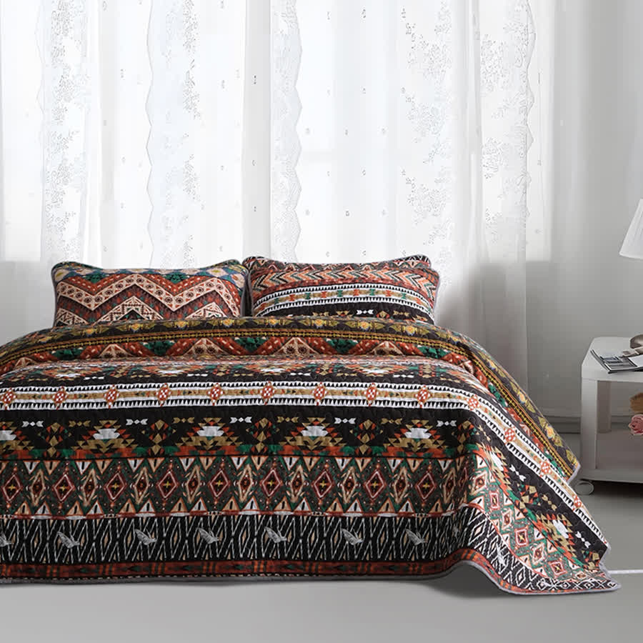 Bohemian Quilted Breathable Soft Bedding Set(3PCS)