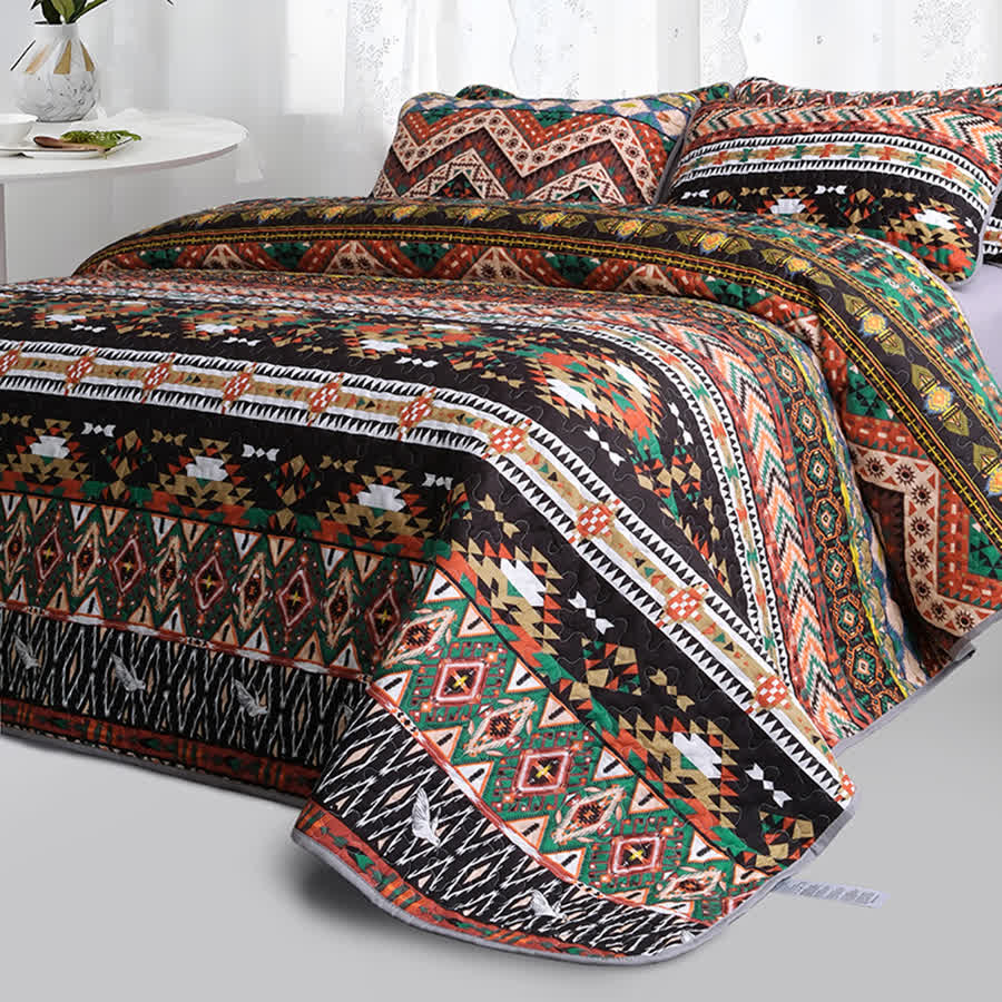 Bohemian Quilted Breathable Soft Bedding Set(3PCS)