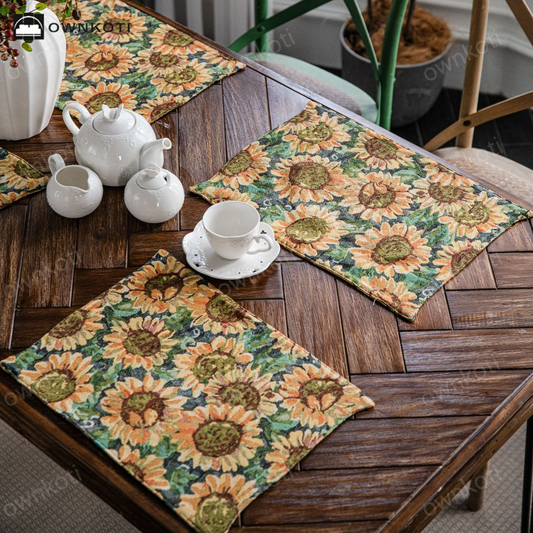 Jacquard Floral Sunflower Placemat Set(4PCS)