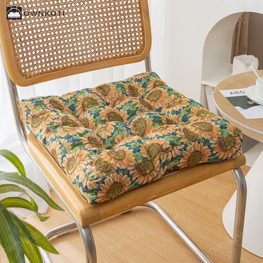 Rural Sunflower Square Soft Floor Cushion